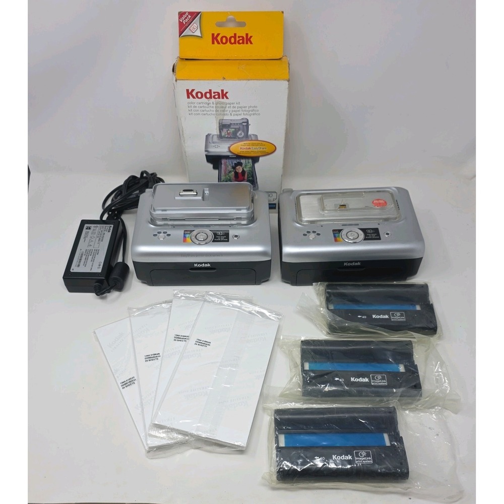 AS IS Kodak EasyShare Series 3 Printer Docks & PH-80 Color Cartridge Photo Paper